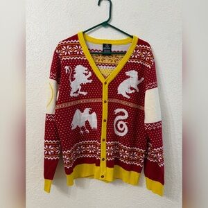Harry Potter Hogwarts Ugly Christmas Cardigan for Adults - L